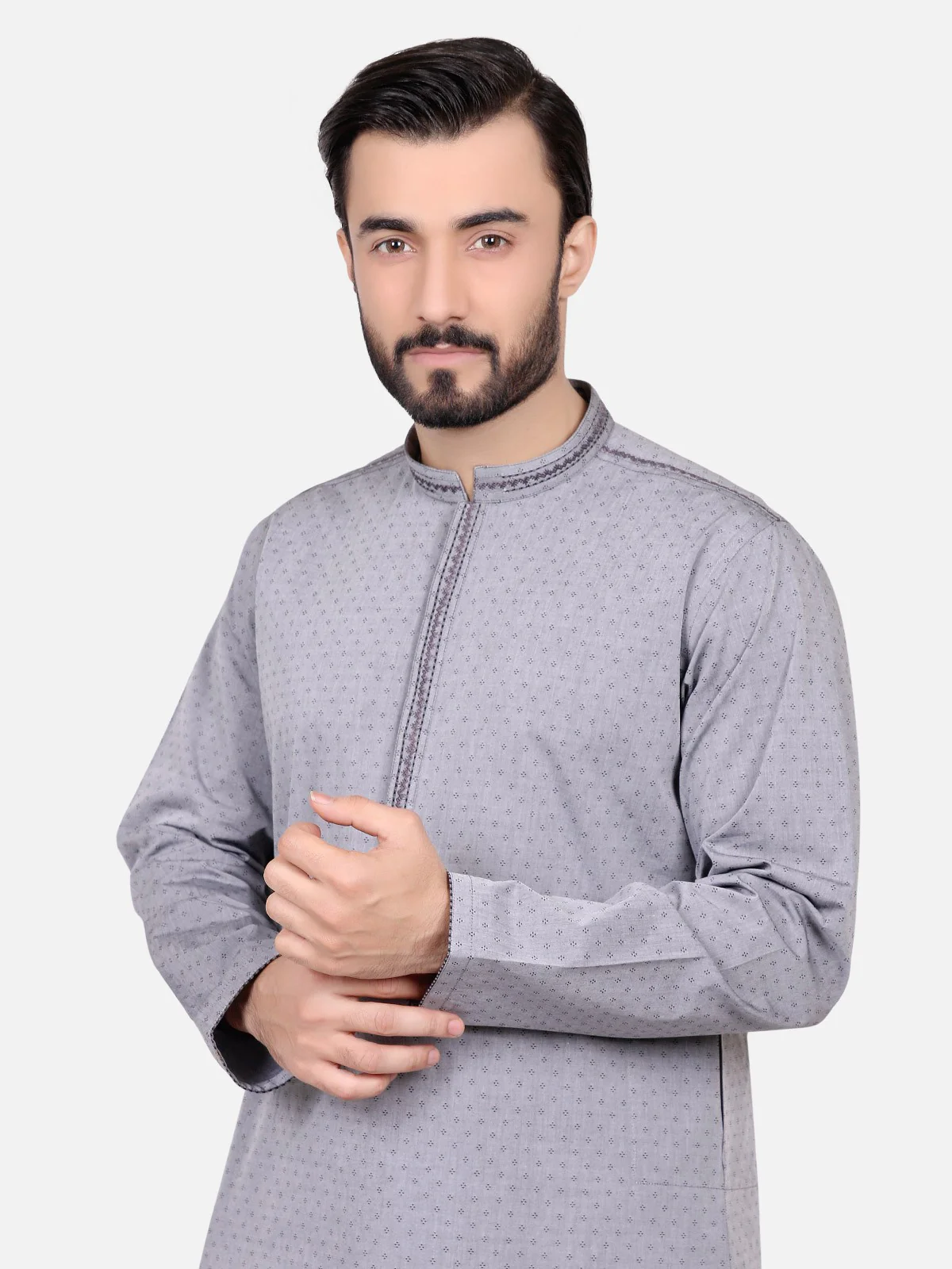 Men's Grey Kurta - EMTK18S-9508 - Image 2