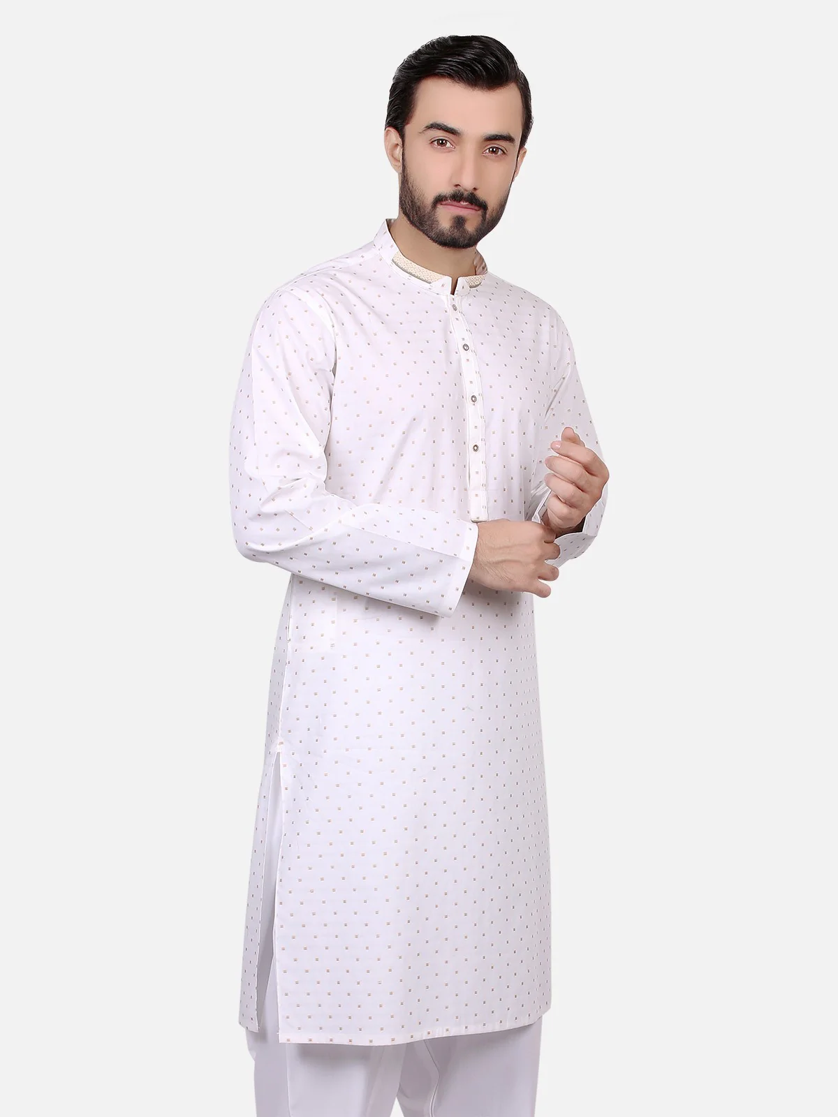 Men's Off White Kurta - EMTK18S-9512 - Image 3