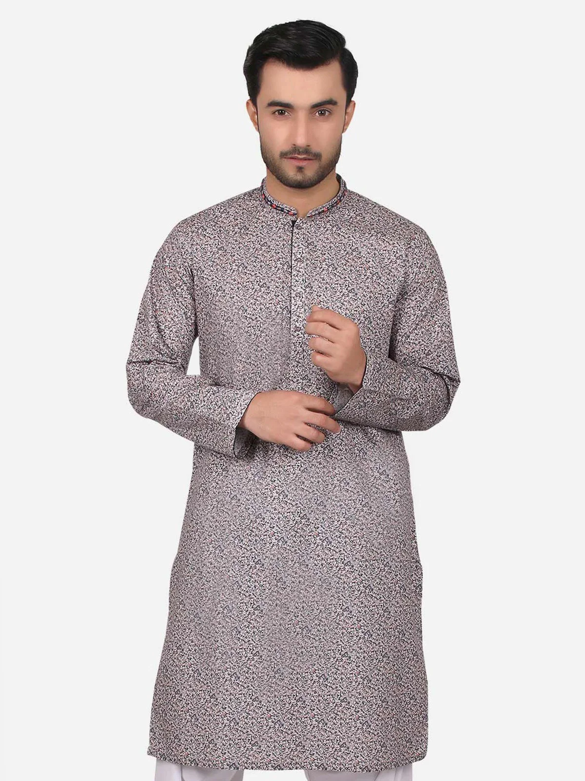 Men's Grey Kurta - EMTK18S-9524 - Image 3