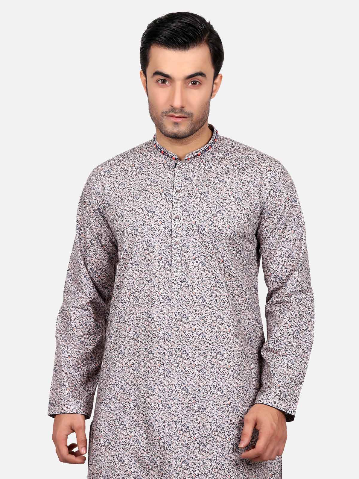 Men's Grey Kurta - EMTK18S-9524 - Image 4