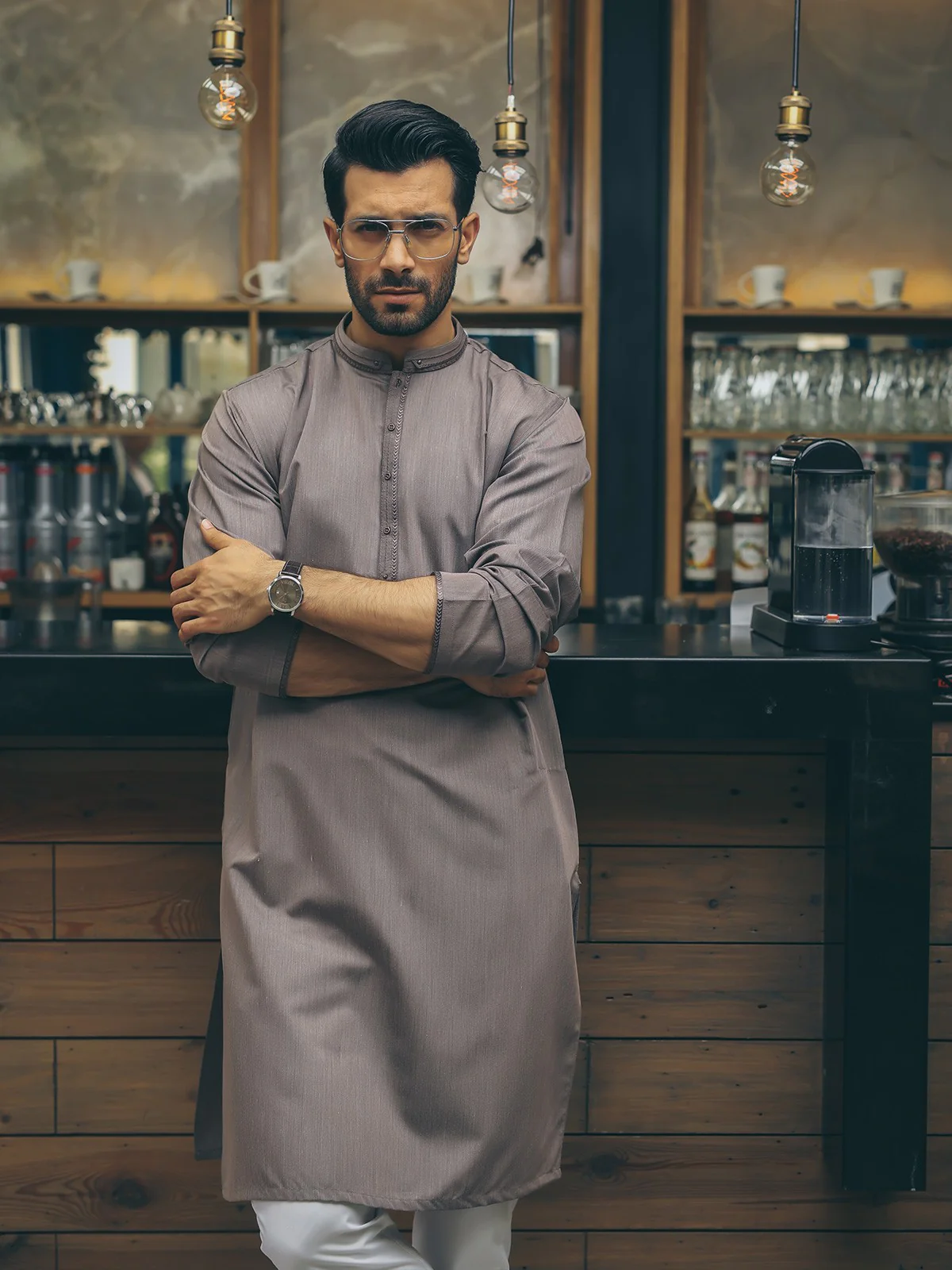 Men's Coffee Kurta - EMTK18S-9551 - Image 2