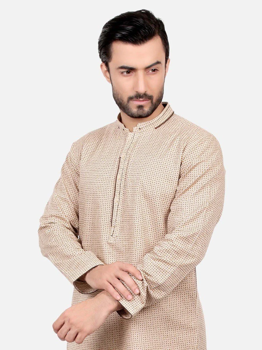 Men's Light Brown Kurta - EMTK18S-9567 - Image 2