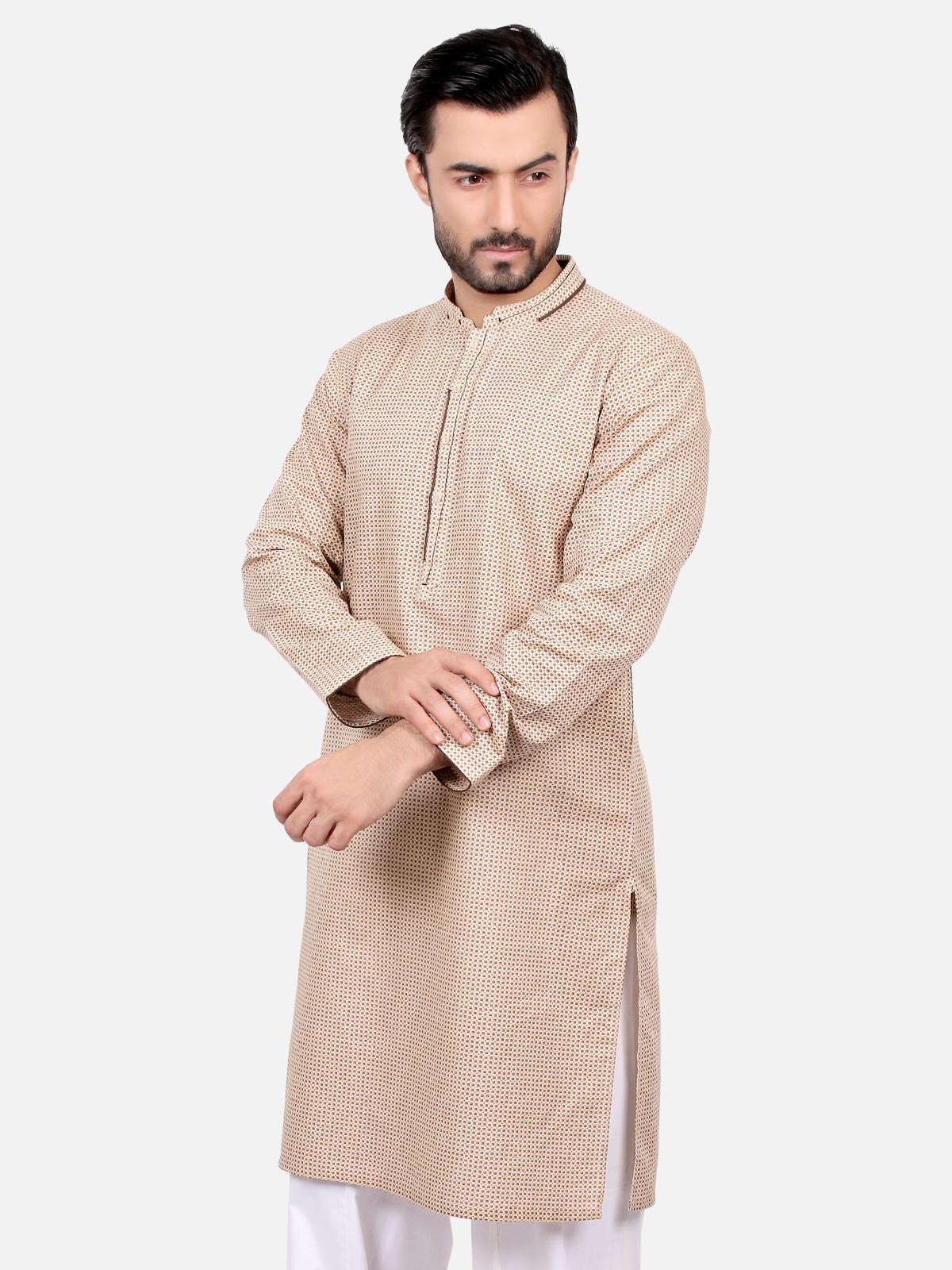 Men's Light Brown Kurta - EMTK18S-9567 - Image 3
