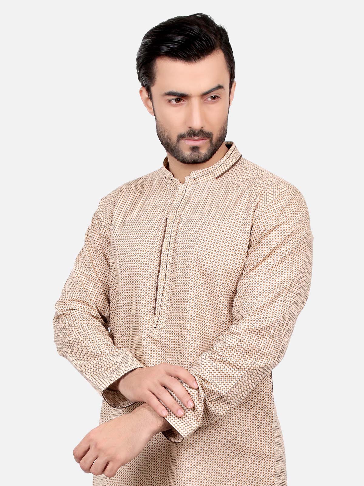 Men's Light Brown Kurta - EMTK18S-9567 - Image 4