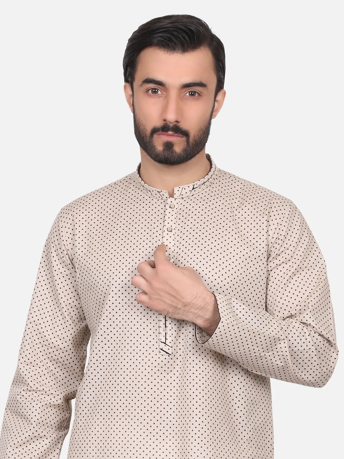 Men's Beige Kurta - EMTK18S-9574 - Image 2