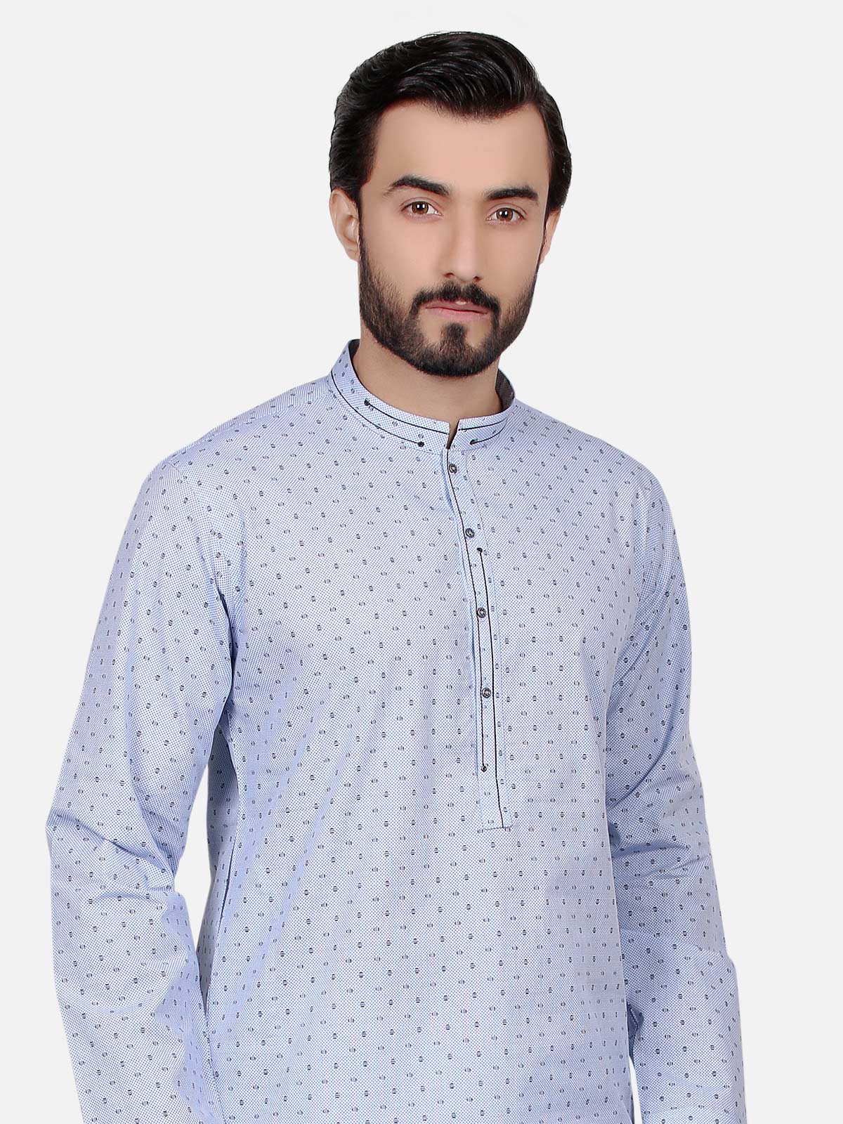 Men's Sky Blue Kurta - EMTK18S-9582 - Image 2