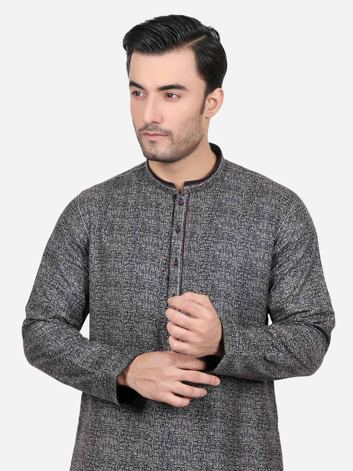Men's Black Kurta - EMTK18S-9606 - Image 2