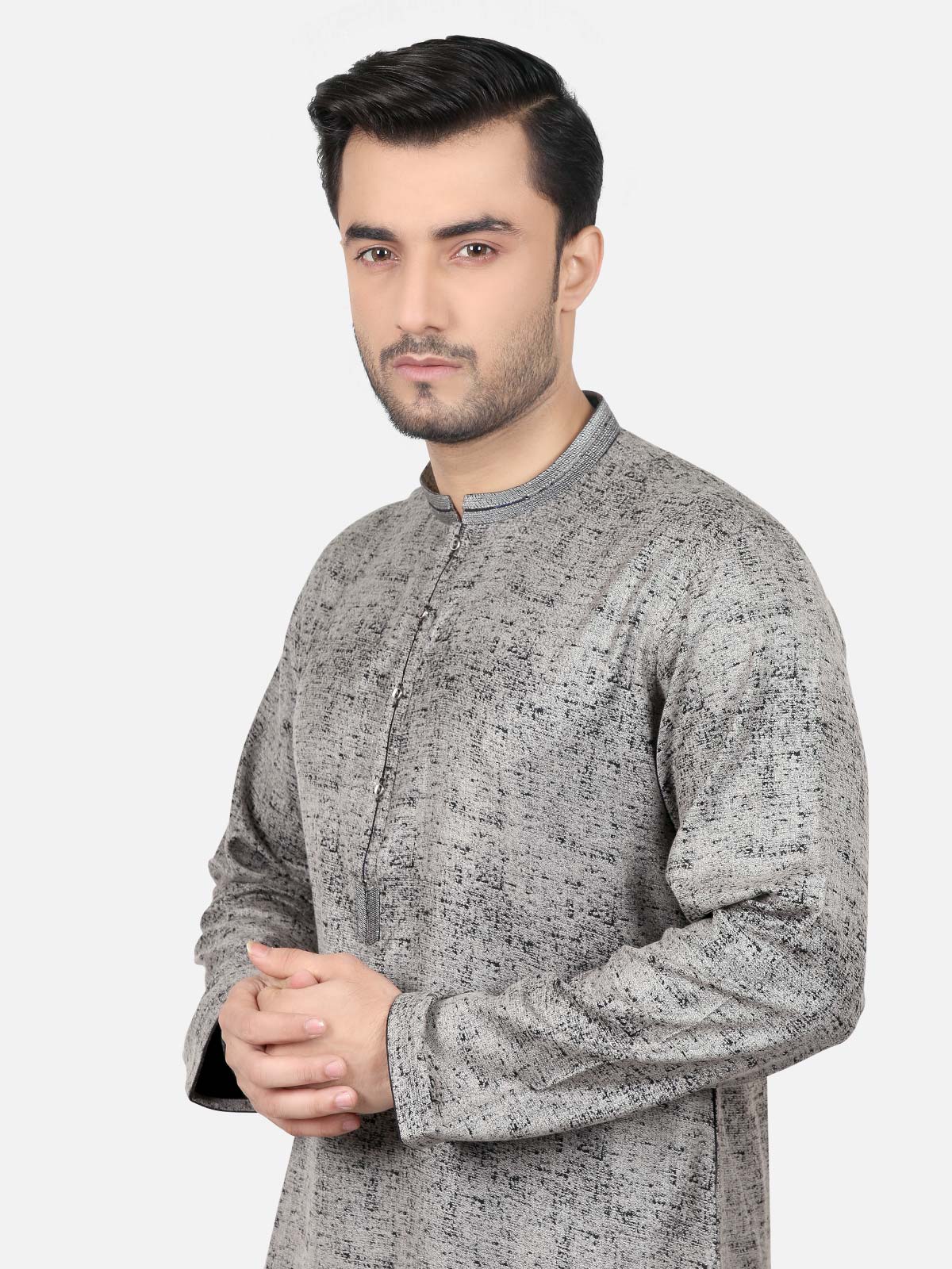 Men's Black & Grey Kurta - EMTK18S-9611 - Image 2