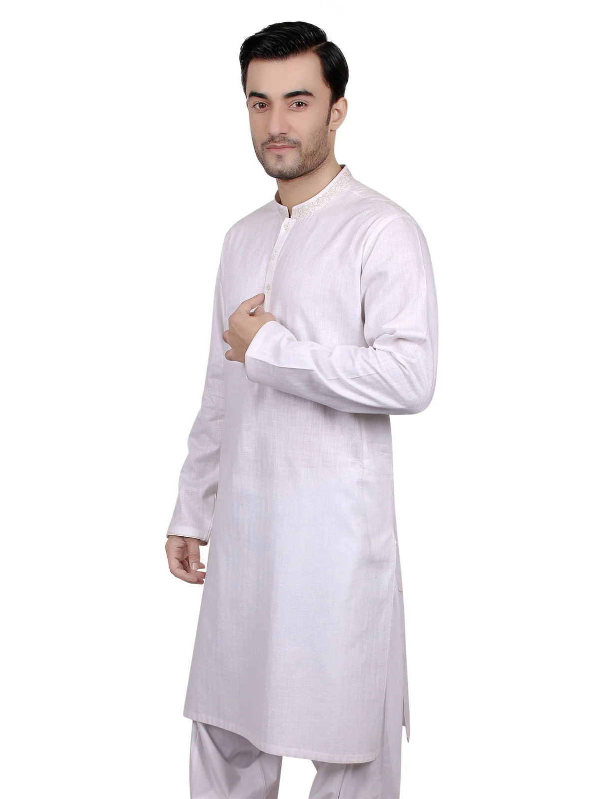 Men's Off White Kurta - EMTK18S-9612 - Image 3