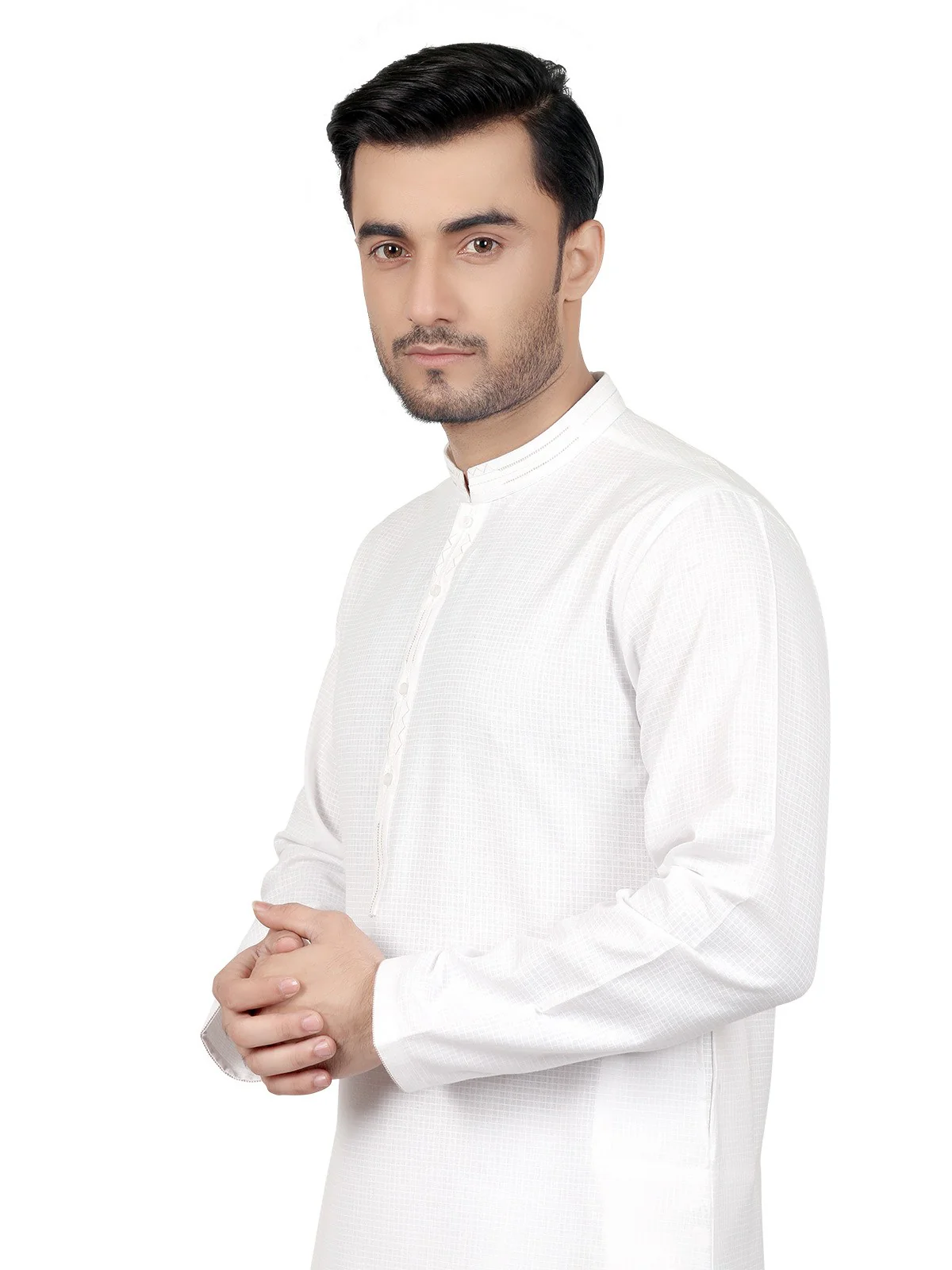 Men's White Kurta - EMTK18S-9615 - Image 2
