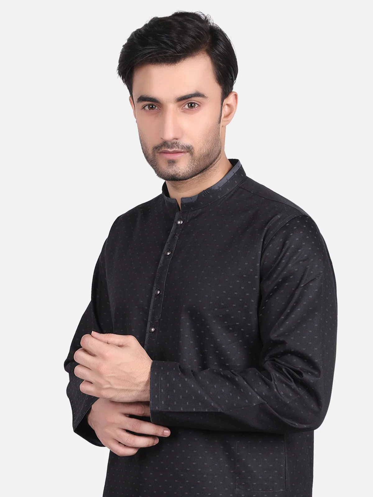 Men's Black Kurta - EMTK18S-9621 - Image 2
