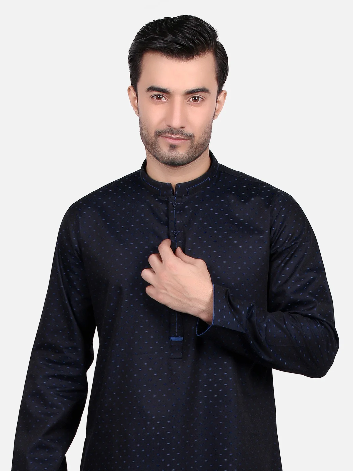 Men's Navy Blue Kurta - EMTK18S-9622 - Image 2