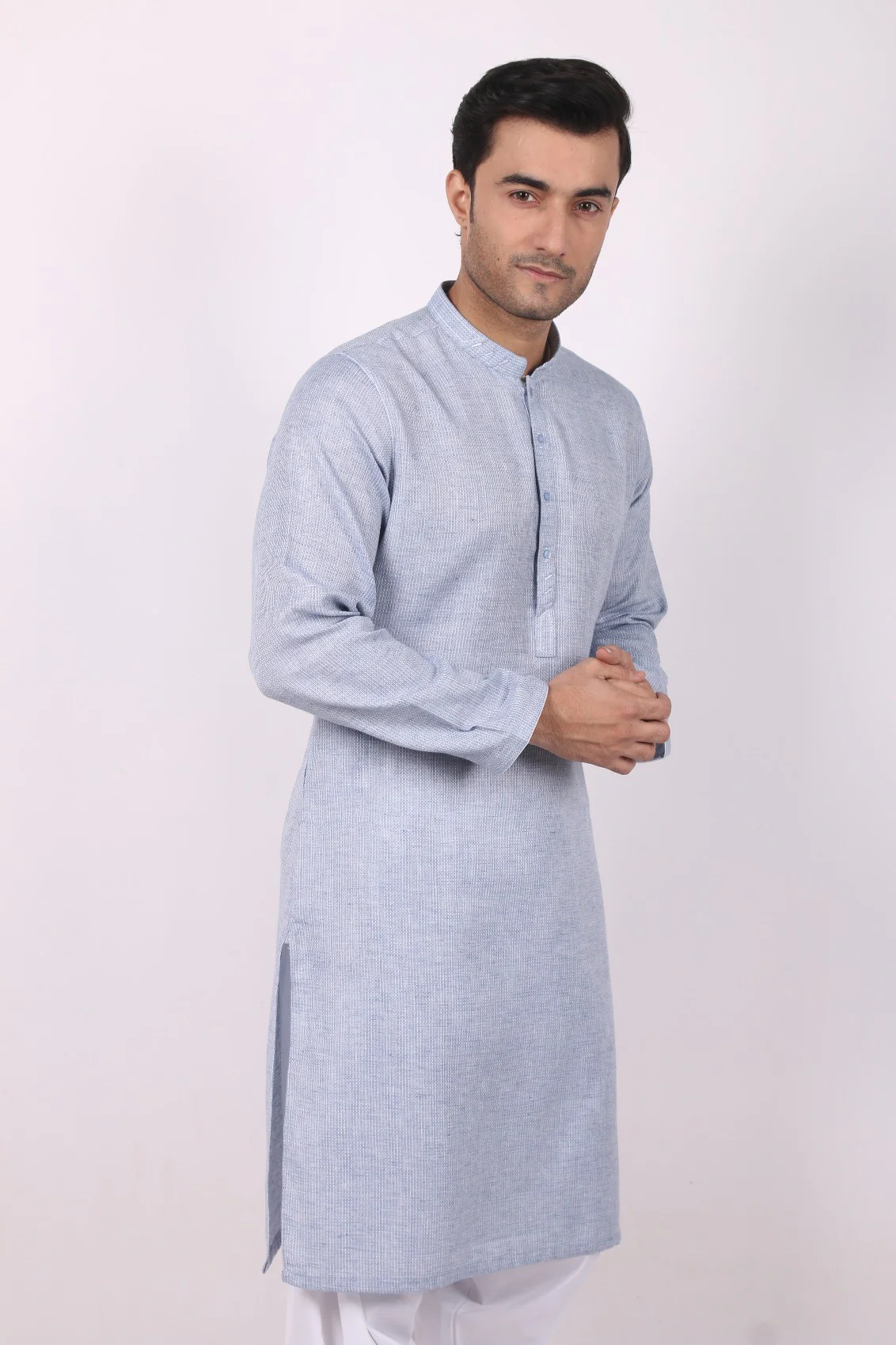 Men's Sky Blue Kurta - EMTK18S-9624 - Image 2