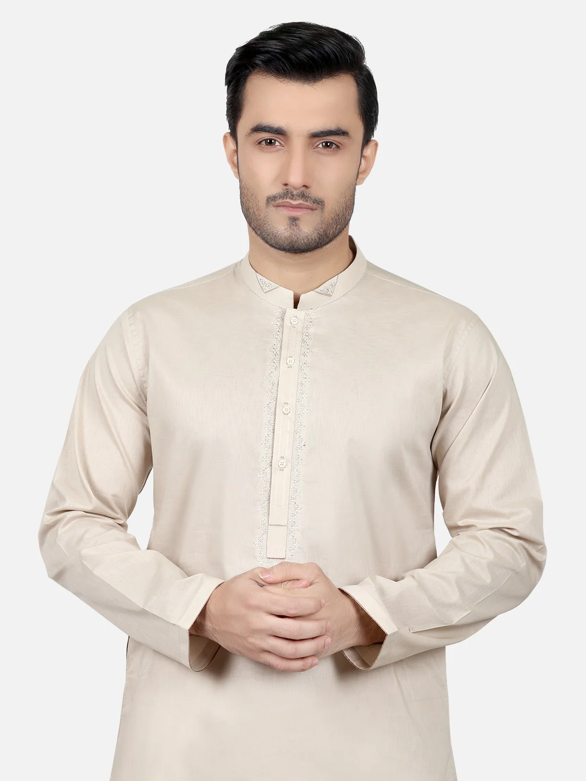Men's Beige Kurta - EMTK18S-9627 - Image 2