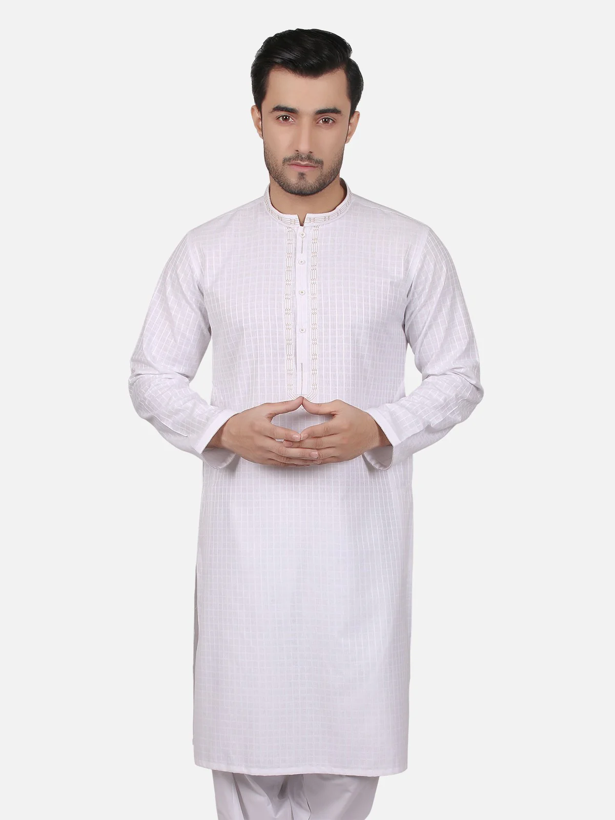 Men's White Kurta - EMTK18S-9634 - Image 3