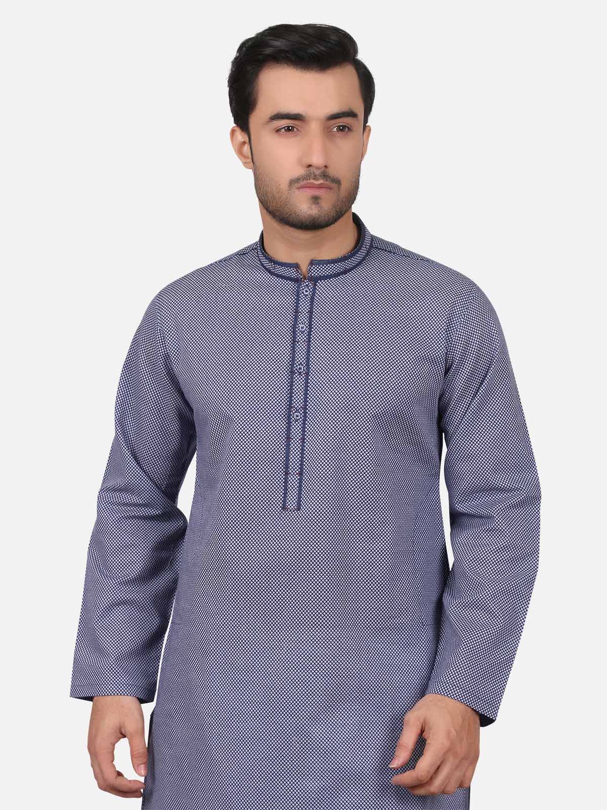 Men's Blue Kurta - EMTK18S-9638 - Image 2