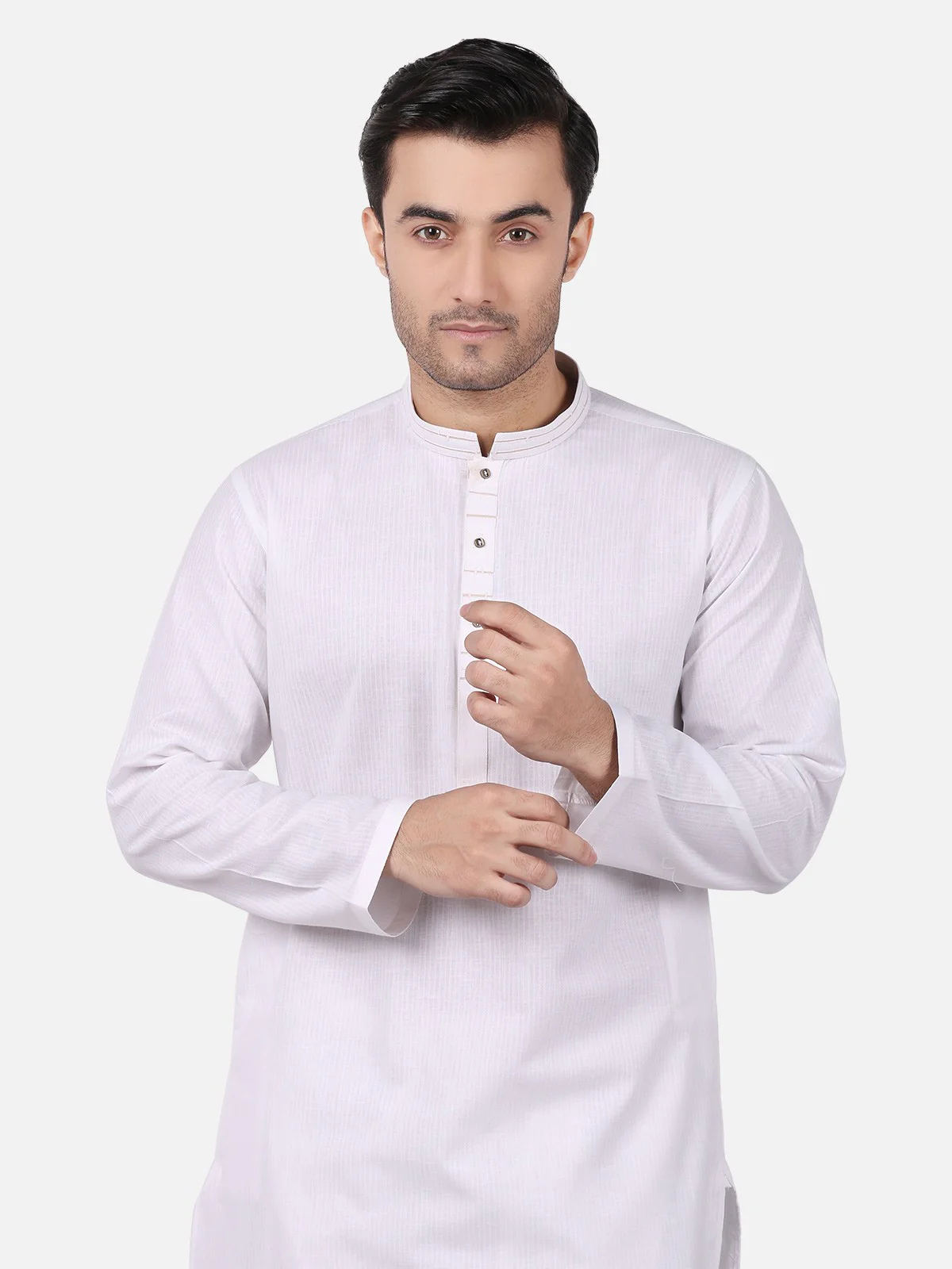 Men's White Kurta - EMTK18S-9639 - Image 4