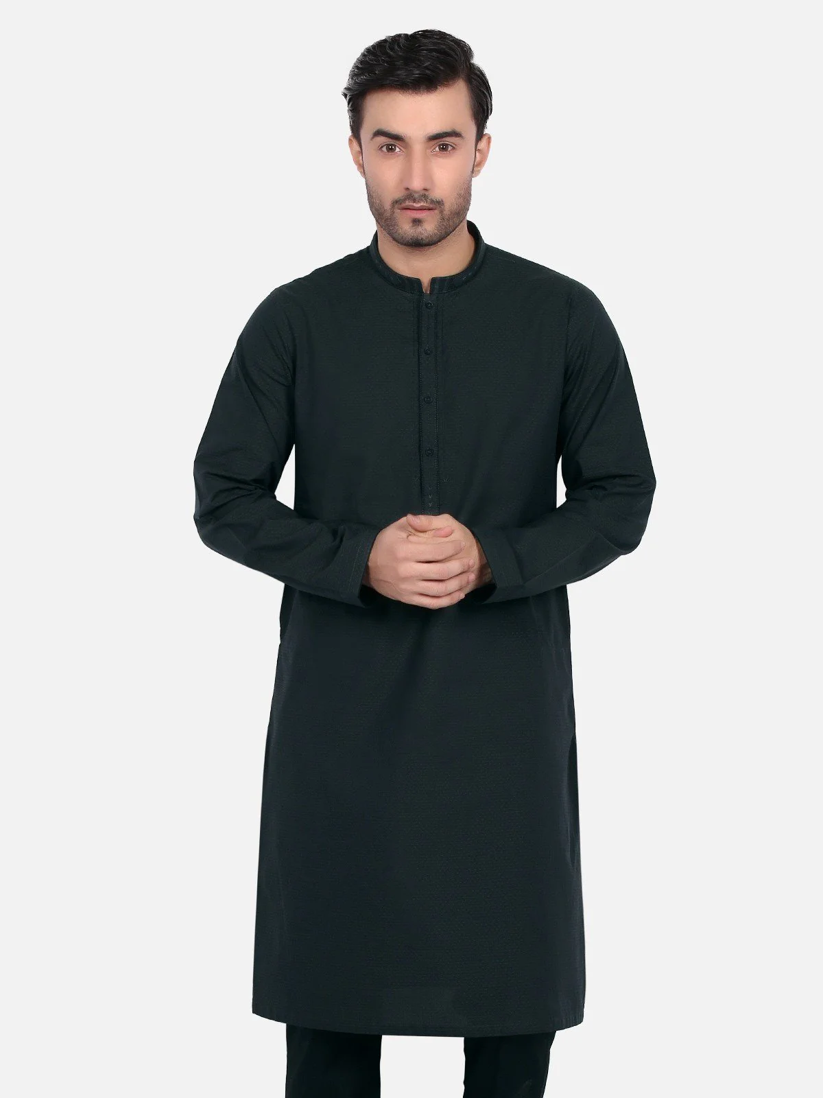 Men's Deep Green Kurta - EMTK18S-9641 - Image 3