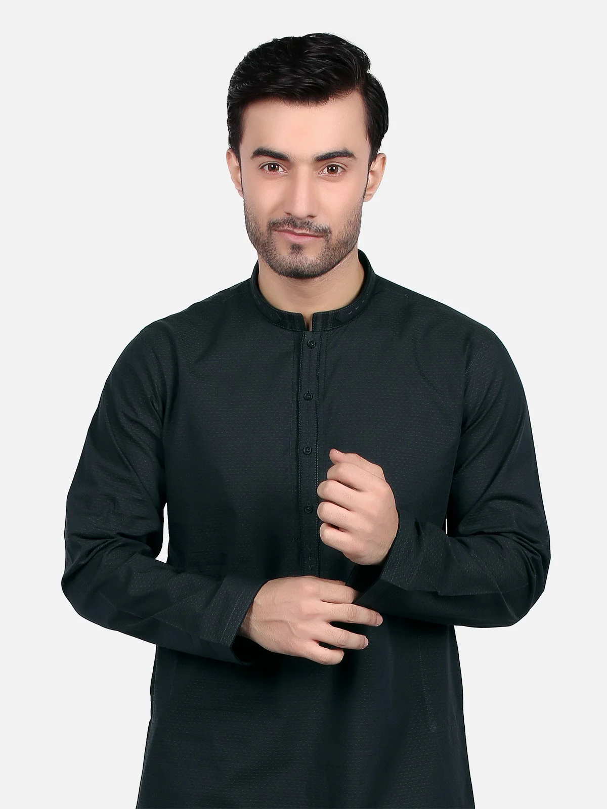 Men's Deep Green Kurta - EMTK18S-9641 - Image 4