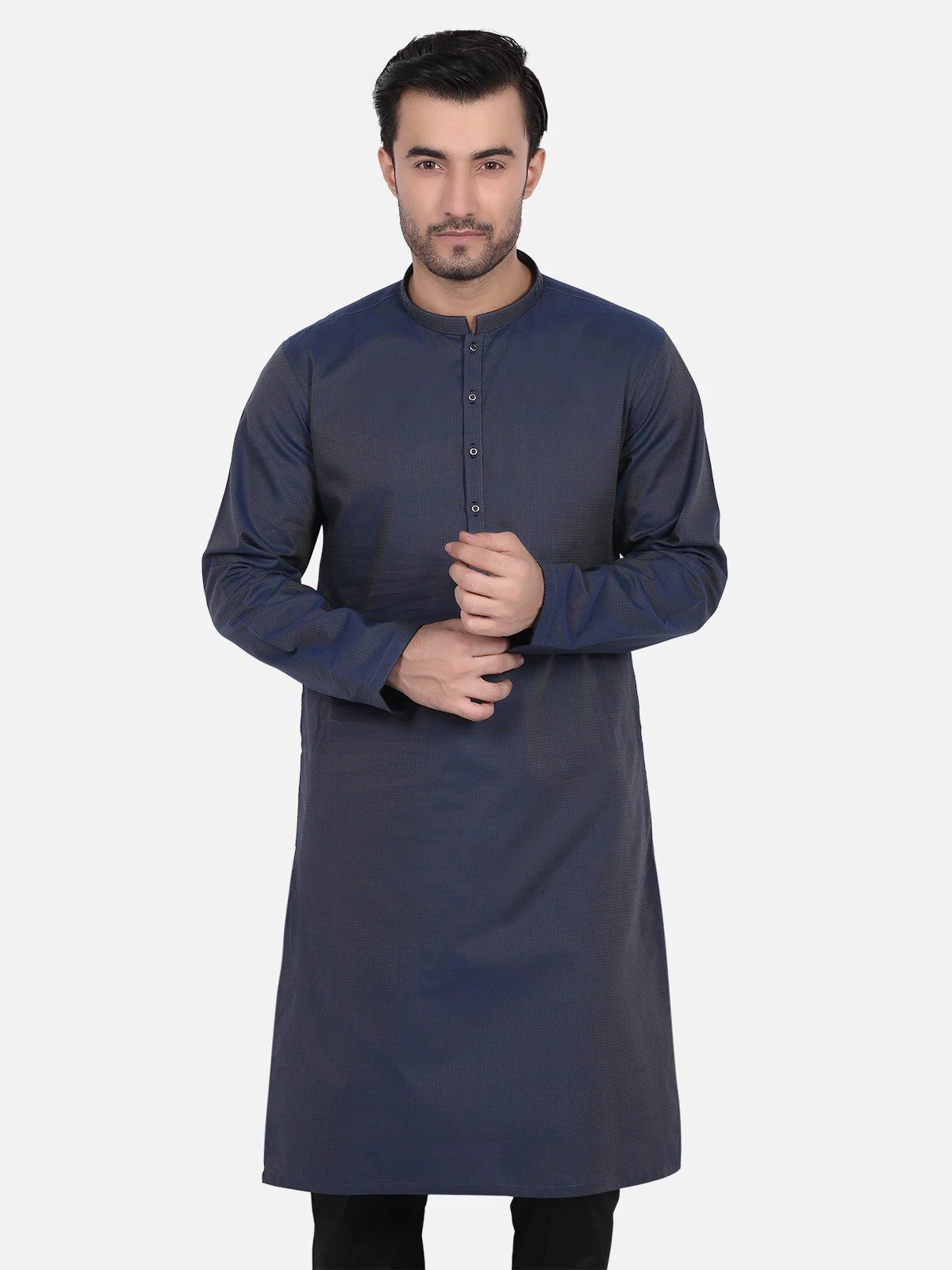 Men's Navy Kurta - EMTK18S-9648 - Image 3