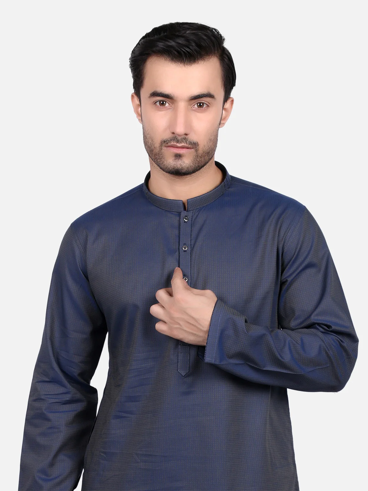 Men's Navy Kurta - EMTK18S-9648 - Image 4