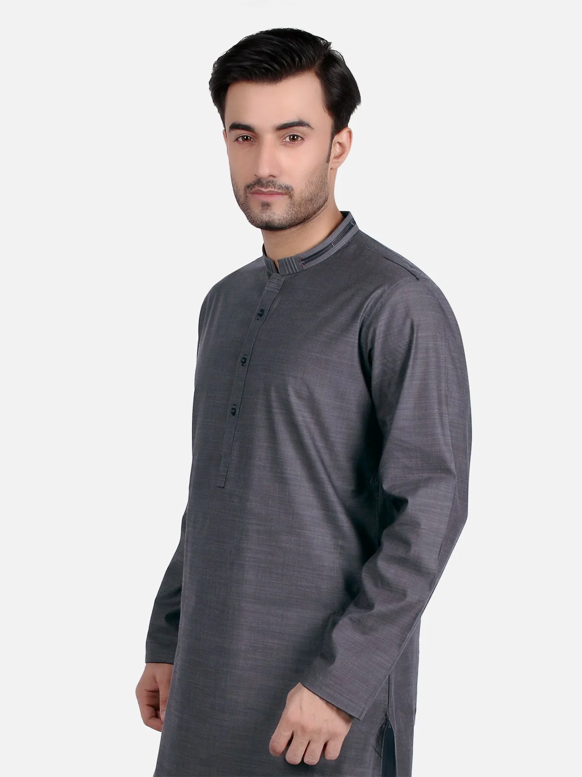 Men's Dark Grey Kurta - EMTK18S-9650 - Image 2