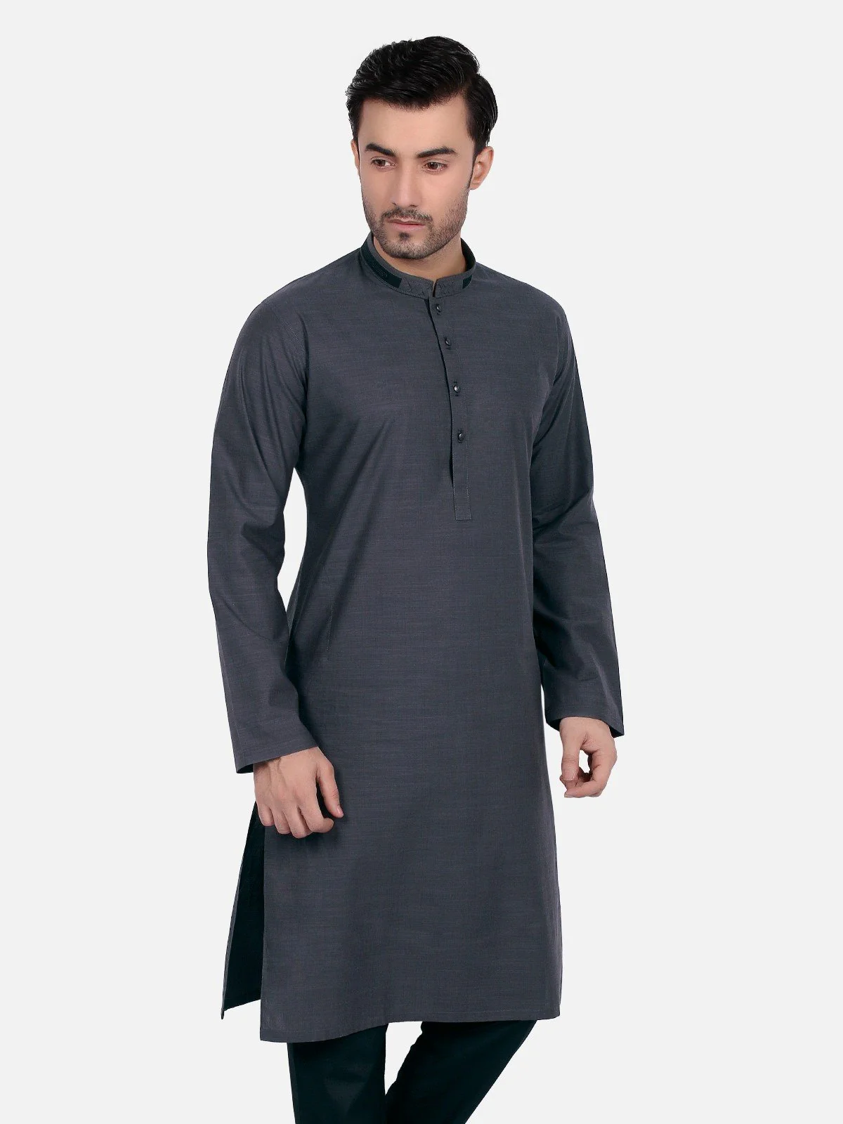 Men's Dark Grey Kurta - EMTK18S-9651 - Image 5