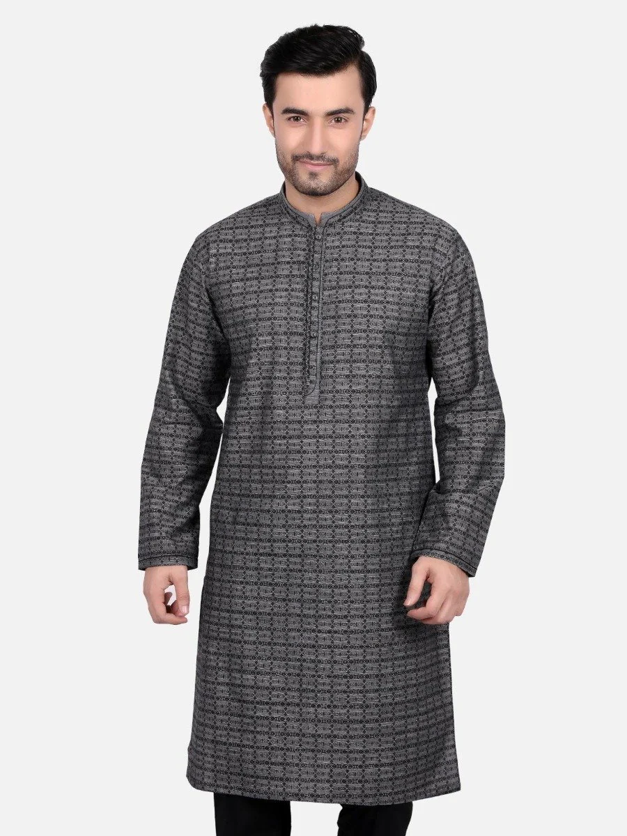 Men's Grey Kurta - EMTK18S-9652
