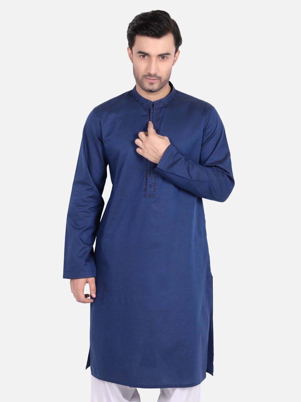 Men's Royal Blue Kurta - EMTK18S-9656 - Image 2