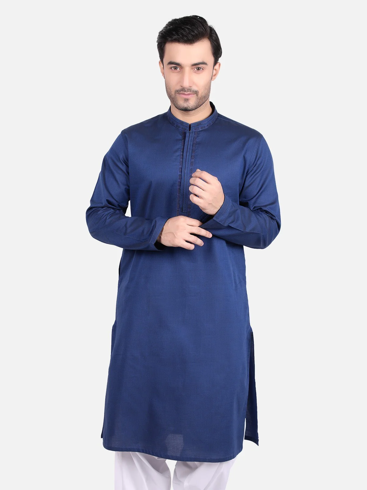 Men's Royal Blue Kurta - EMTK18S-9656 - Image 3