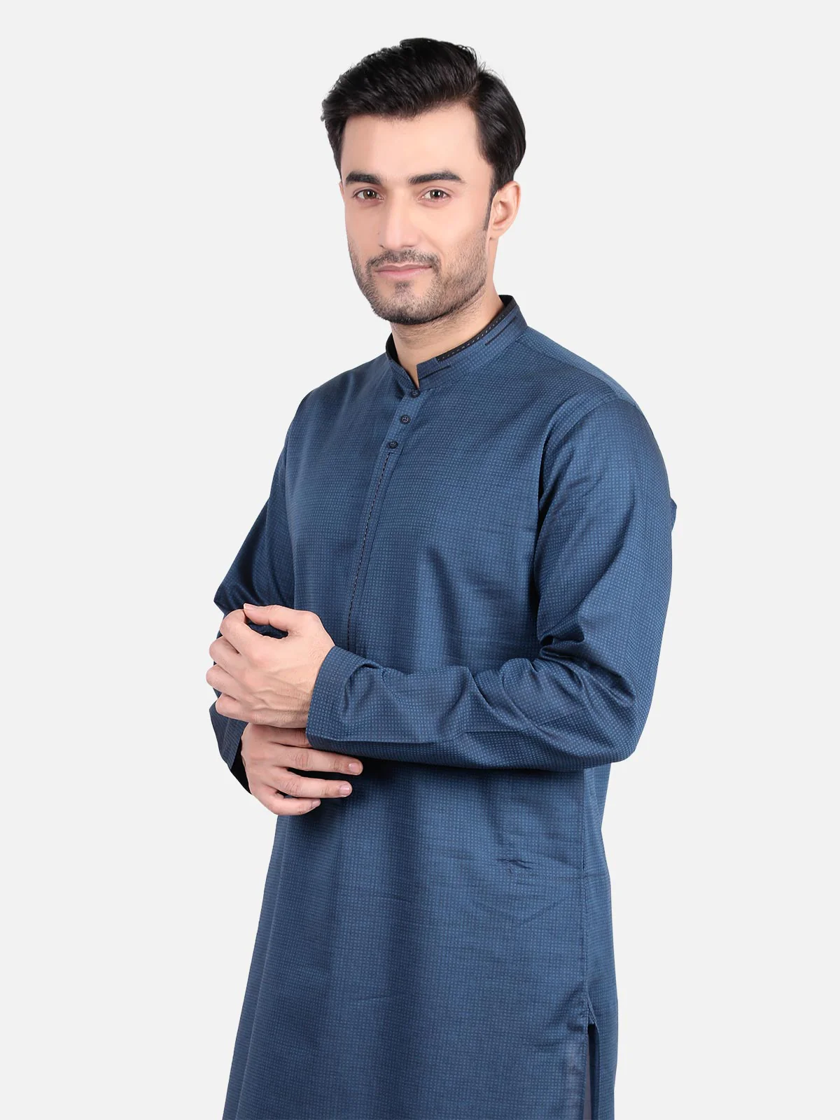 Men's Dark Teal Kurta - EMTK18S-9654 - Image 4