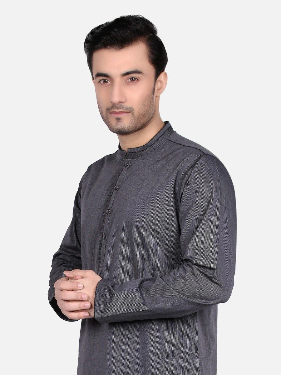 Men's Charcoal Kurta - EMTK18S-9658 - Image 2
