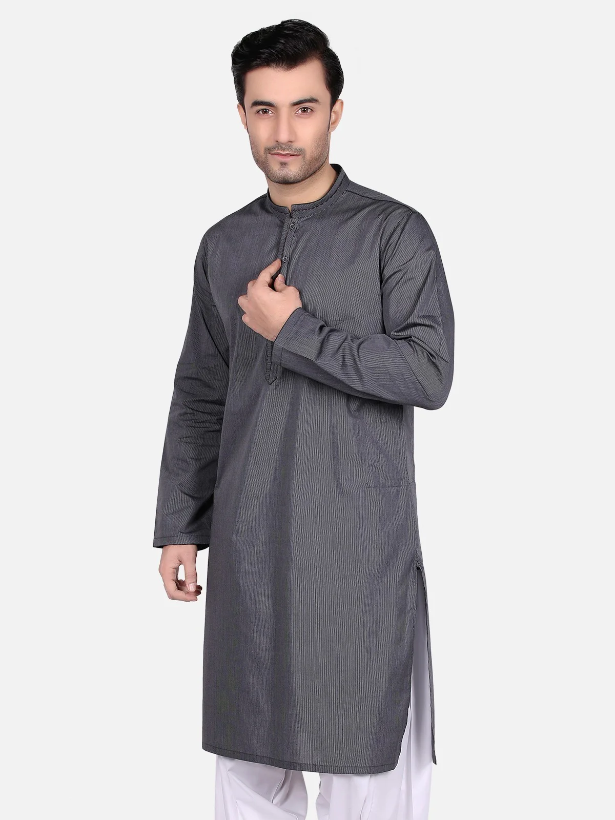 Men's Charcoal Kurta - EMTK18S-9658 - Image 3
