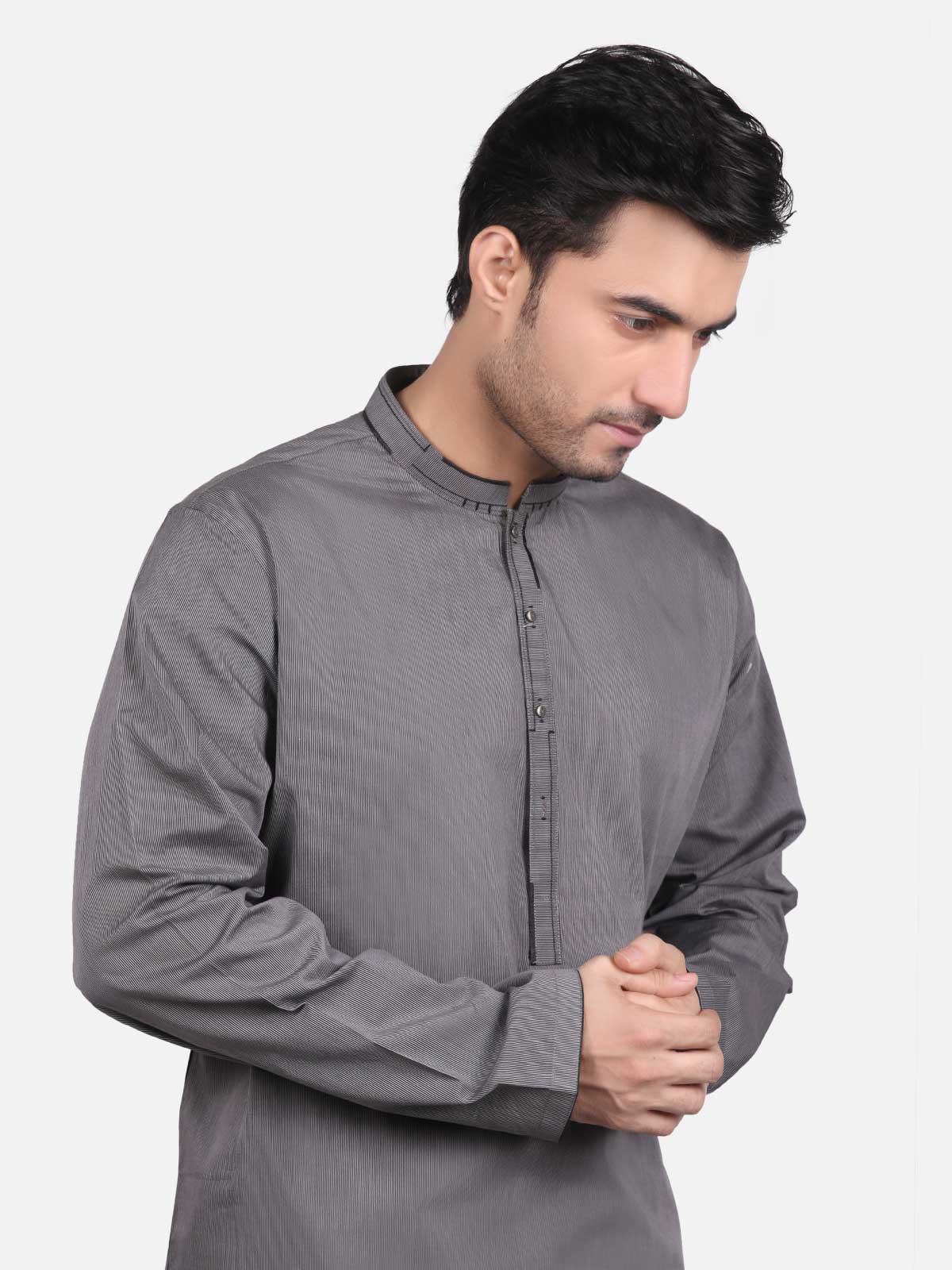Men's Grey Kurta - EMTK18S-9664 - Image 2