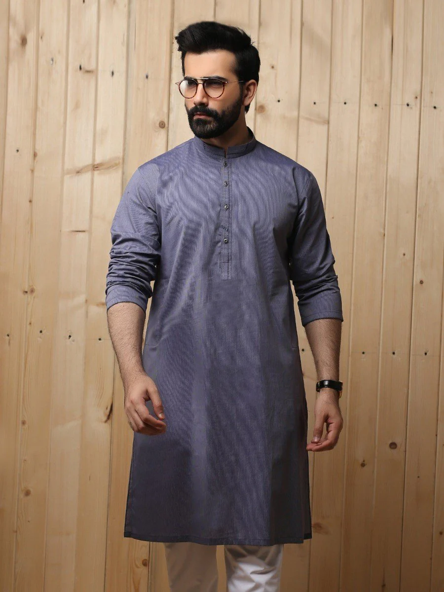 Men's Blue Kurta - EMTK18S-9669 - Image 2