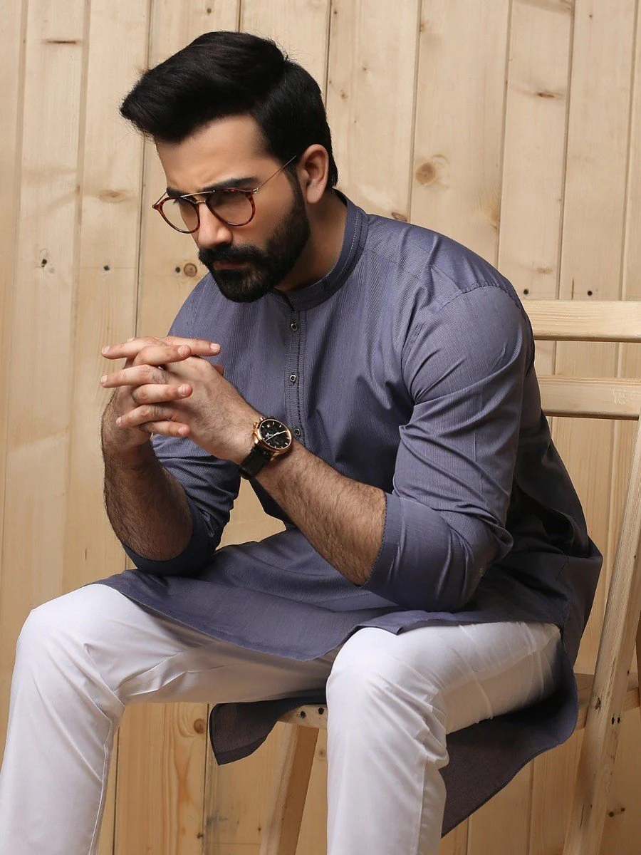 Men's Blue Kurta - EMTK18S-9669 - Image 3