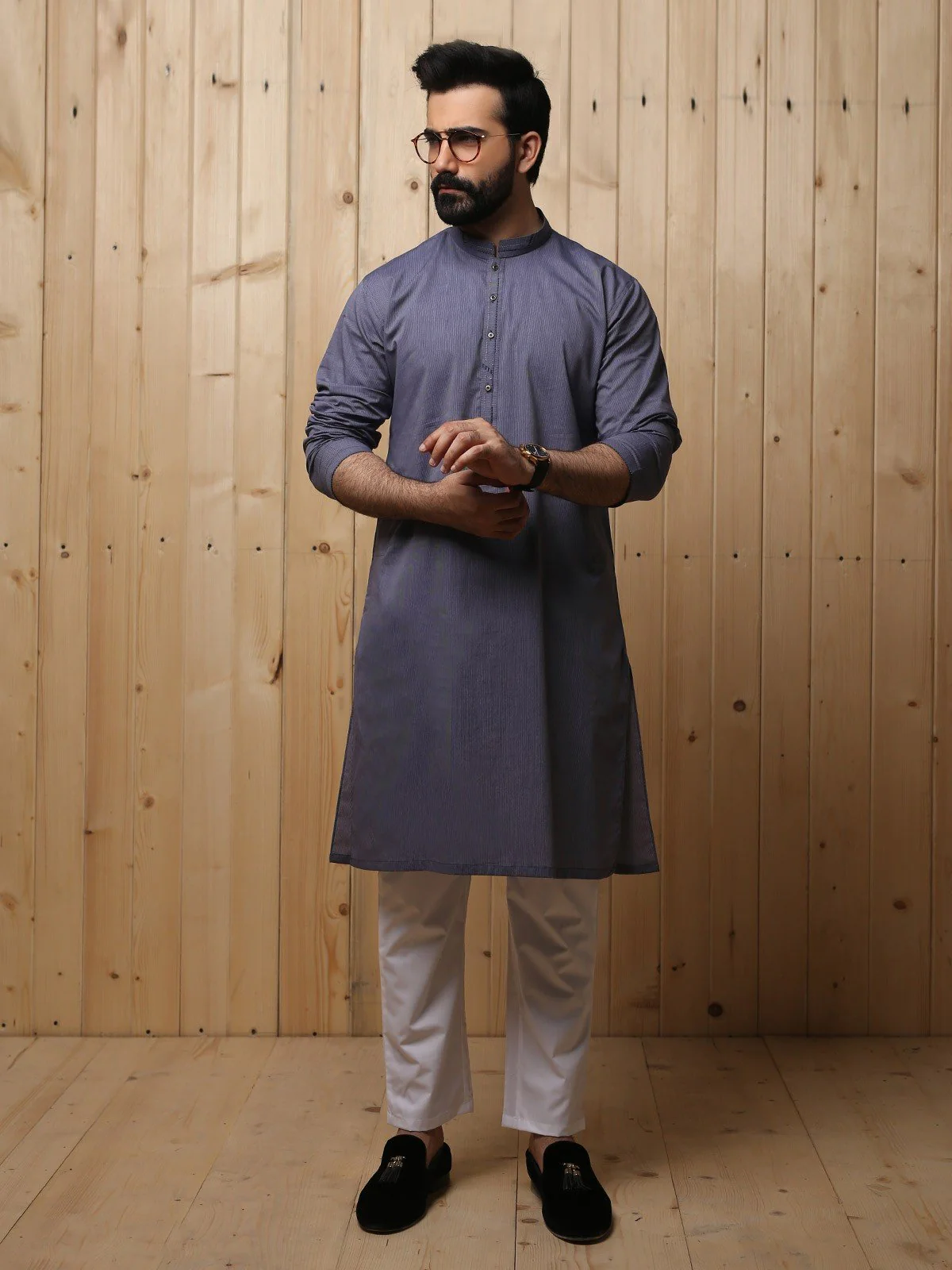 Men's Blue Kurta - EMTK18S-9669 - Image 4