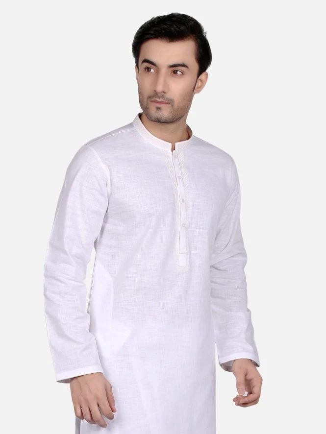 Men's Off White Kurta - EMTK18S-9674 - Image 2