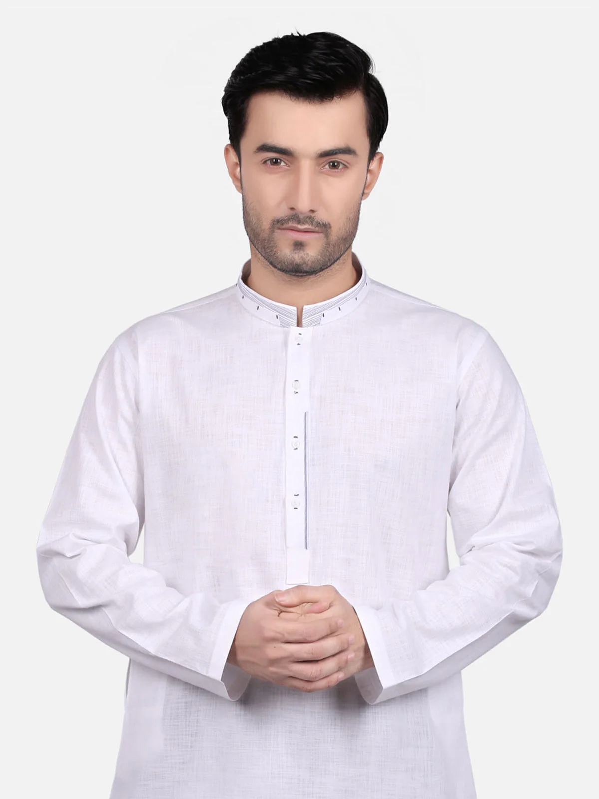 Men's White Kurta - EMTK18S-9681 - Image 2