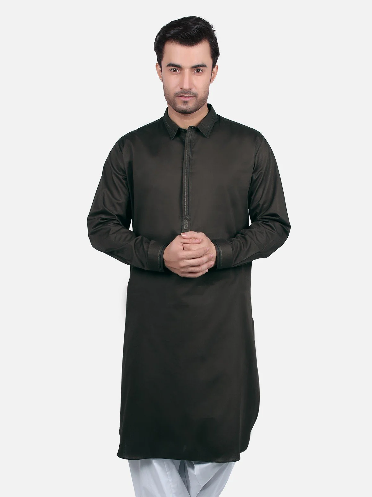 Men's Dark Green Kurta - EMTK18W-9670 - Image 3