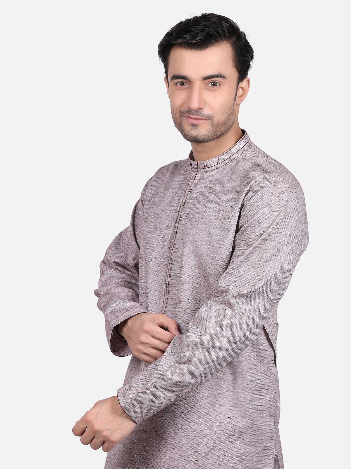 Men's Coffee Kurta - EMTK18W-9673 - Image 2