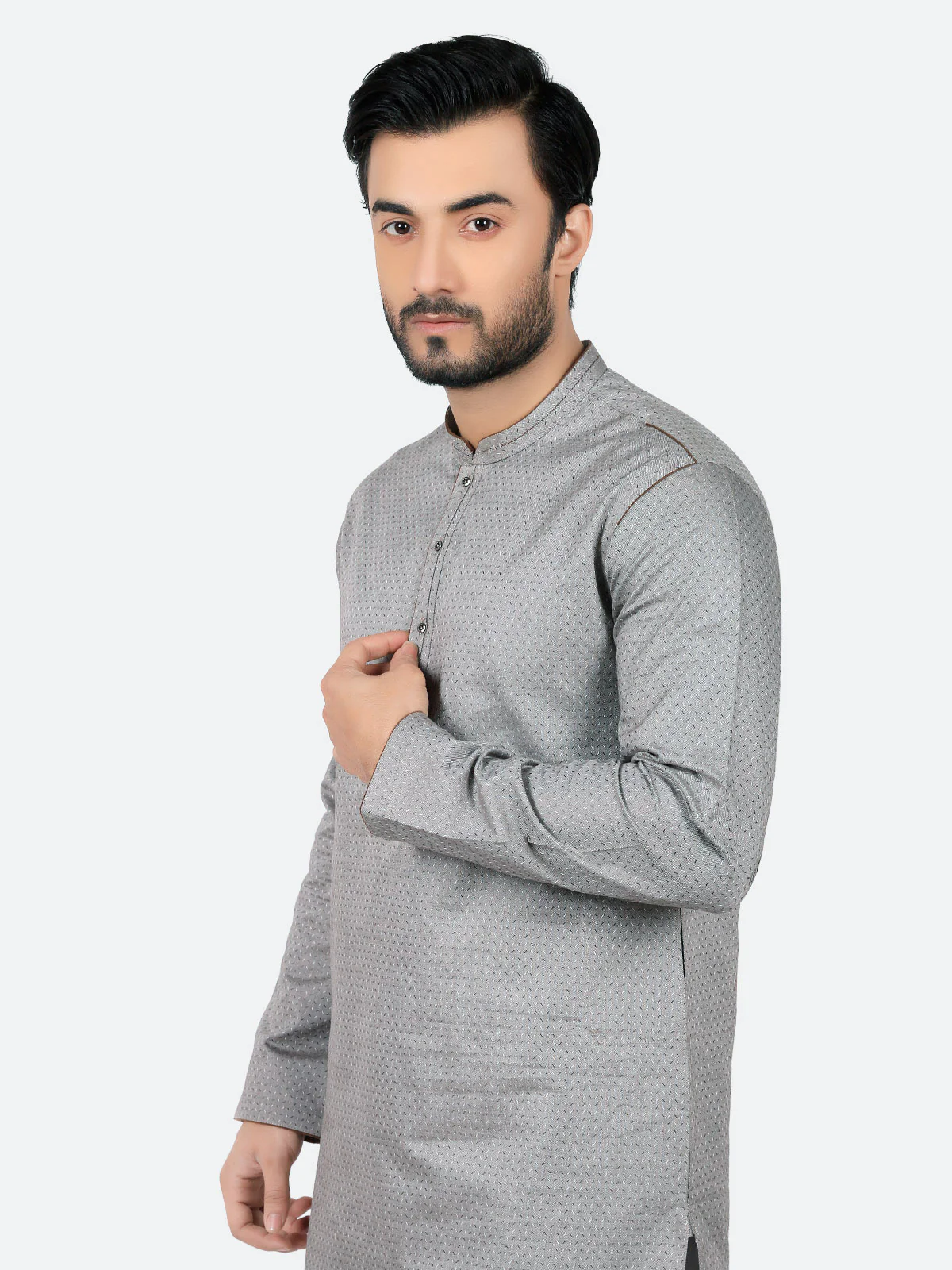 Men's Grey Kurta - EMTK19-012 - Image 2