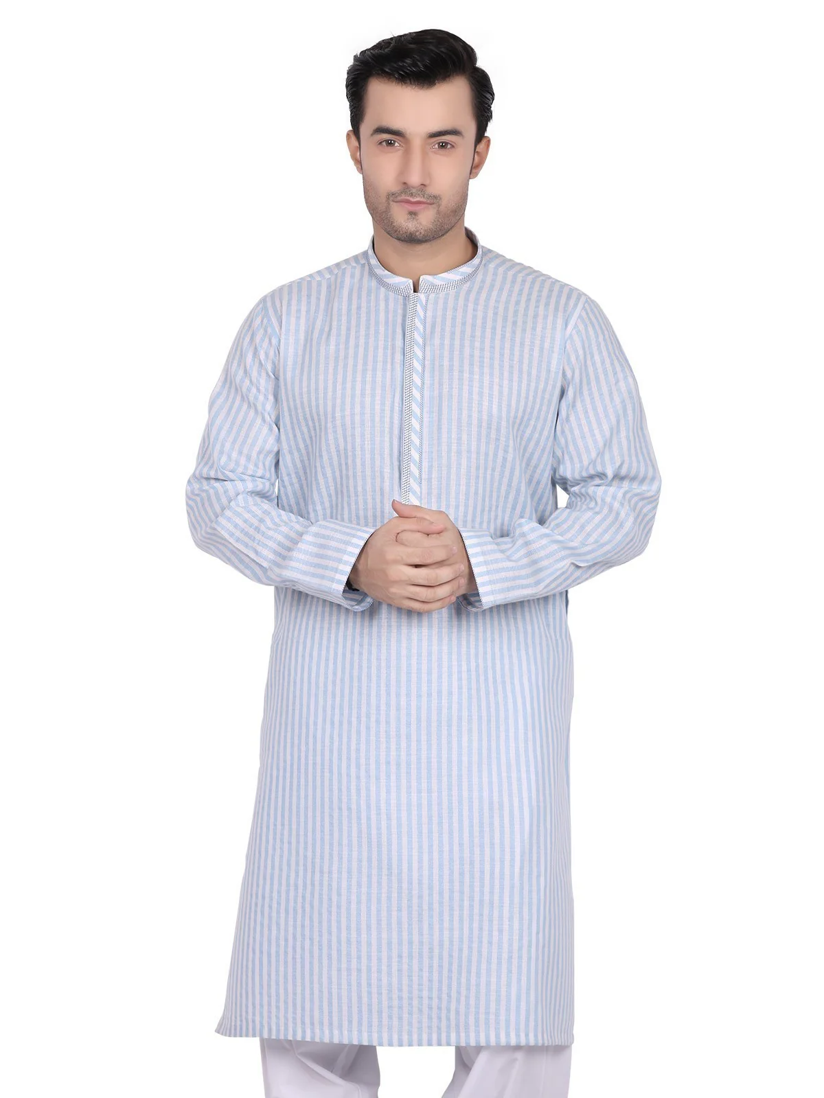 Men's Light Blue Kurta - EMTK19S-9675 - Image 3
