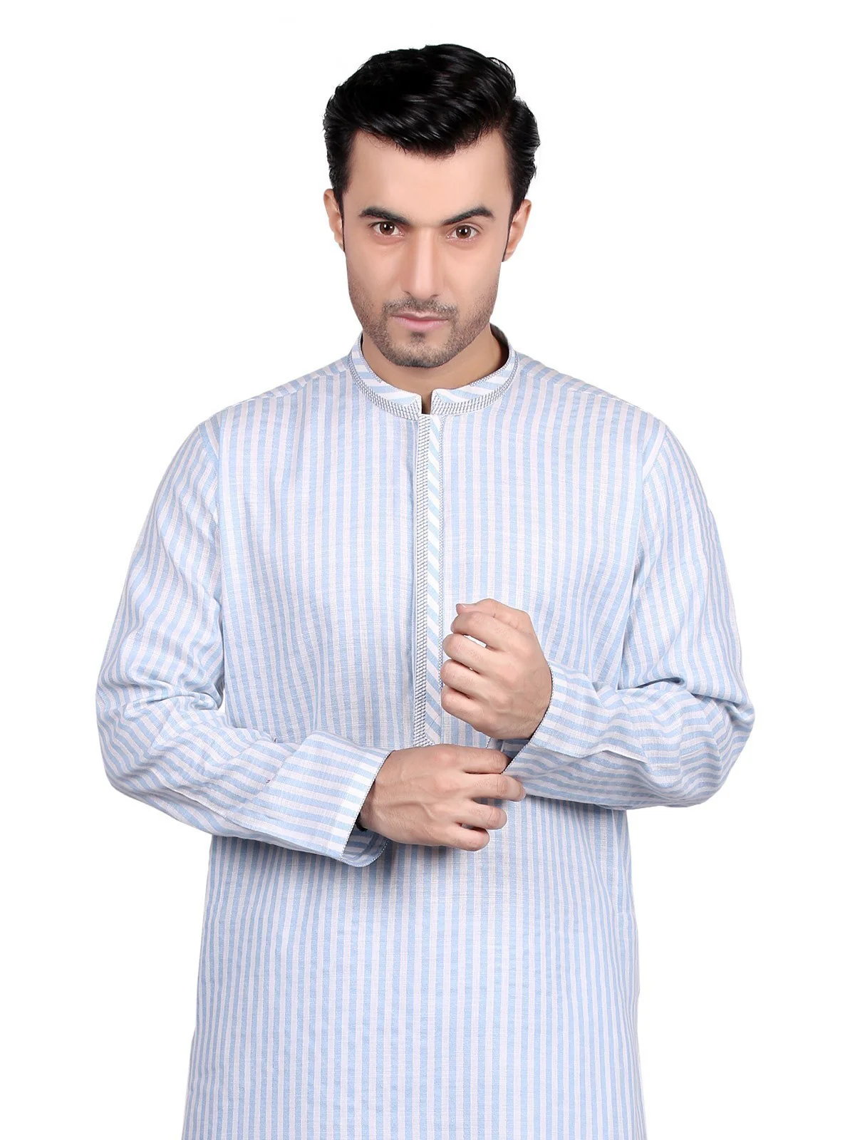 Men's Light Blue Kurta - EMTK19S-9675 - Image 4