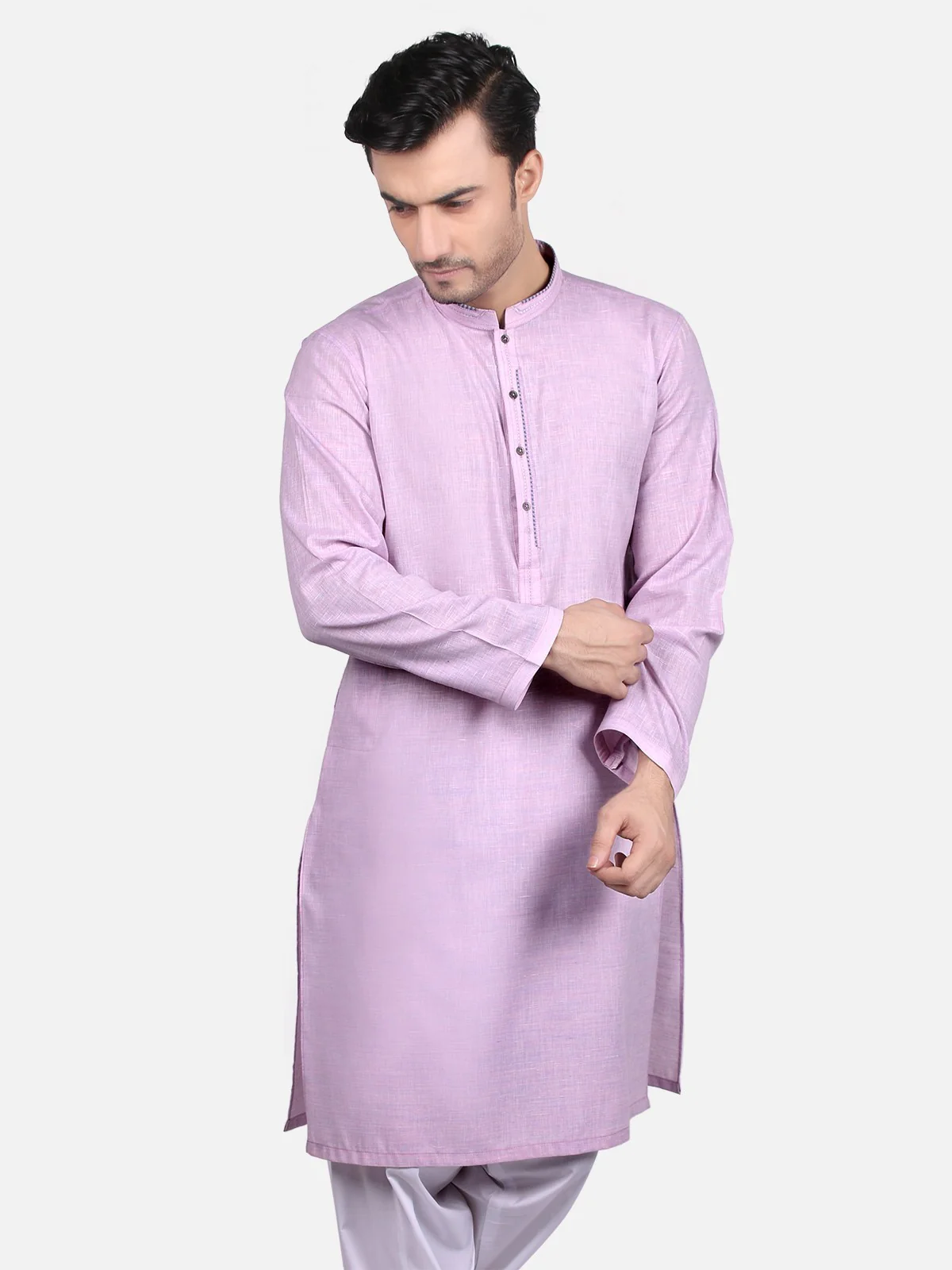 Men's Light Lavender Kurta - EMTK19S-9679 - Image 2