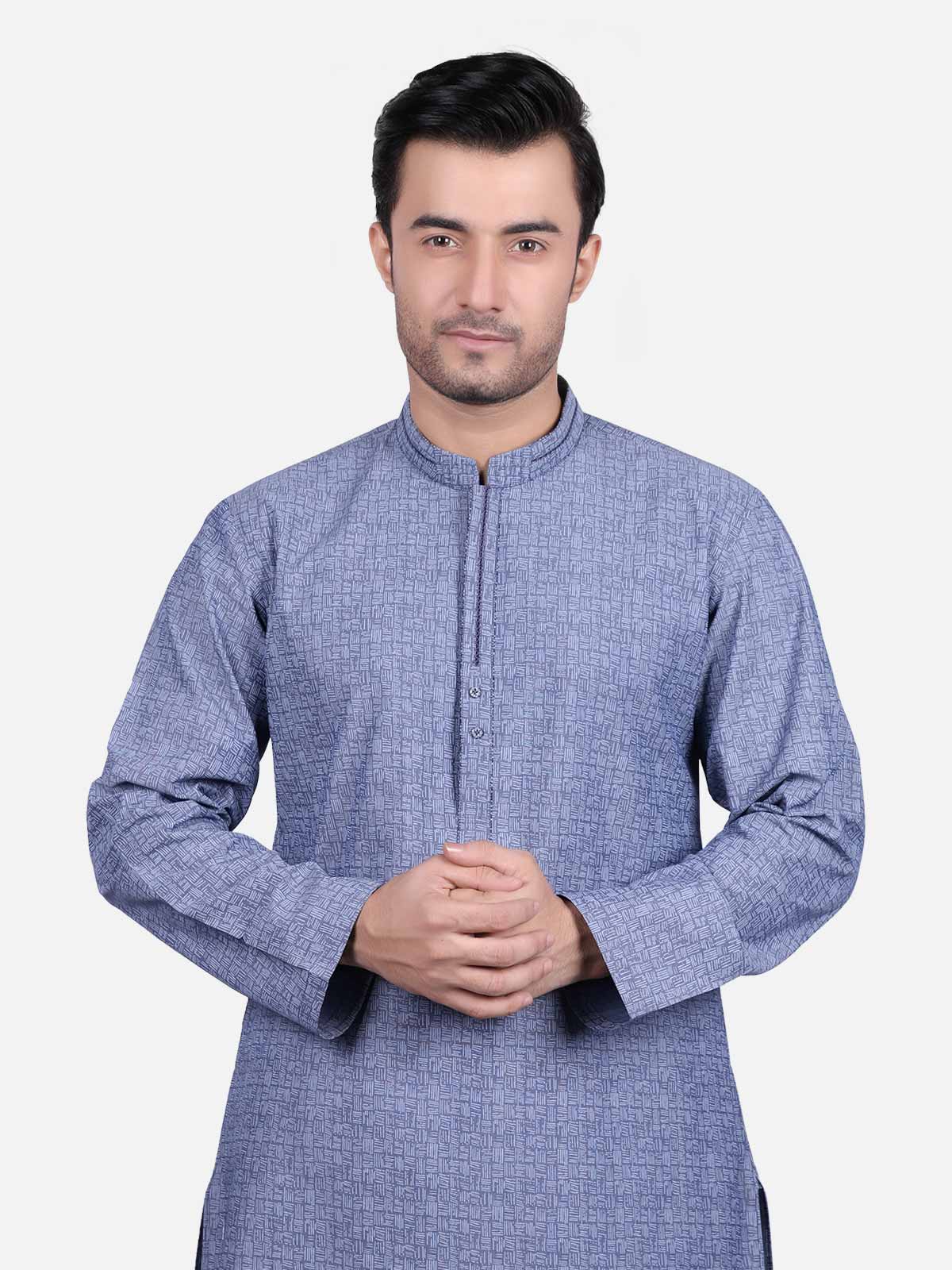 Men's Blue Kurta - EMTK19S-9686 - Image 2