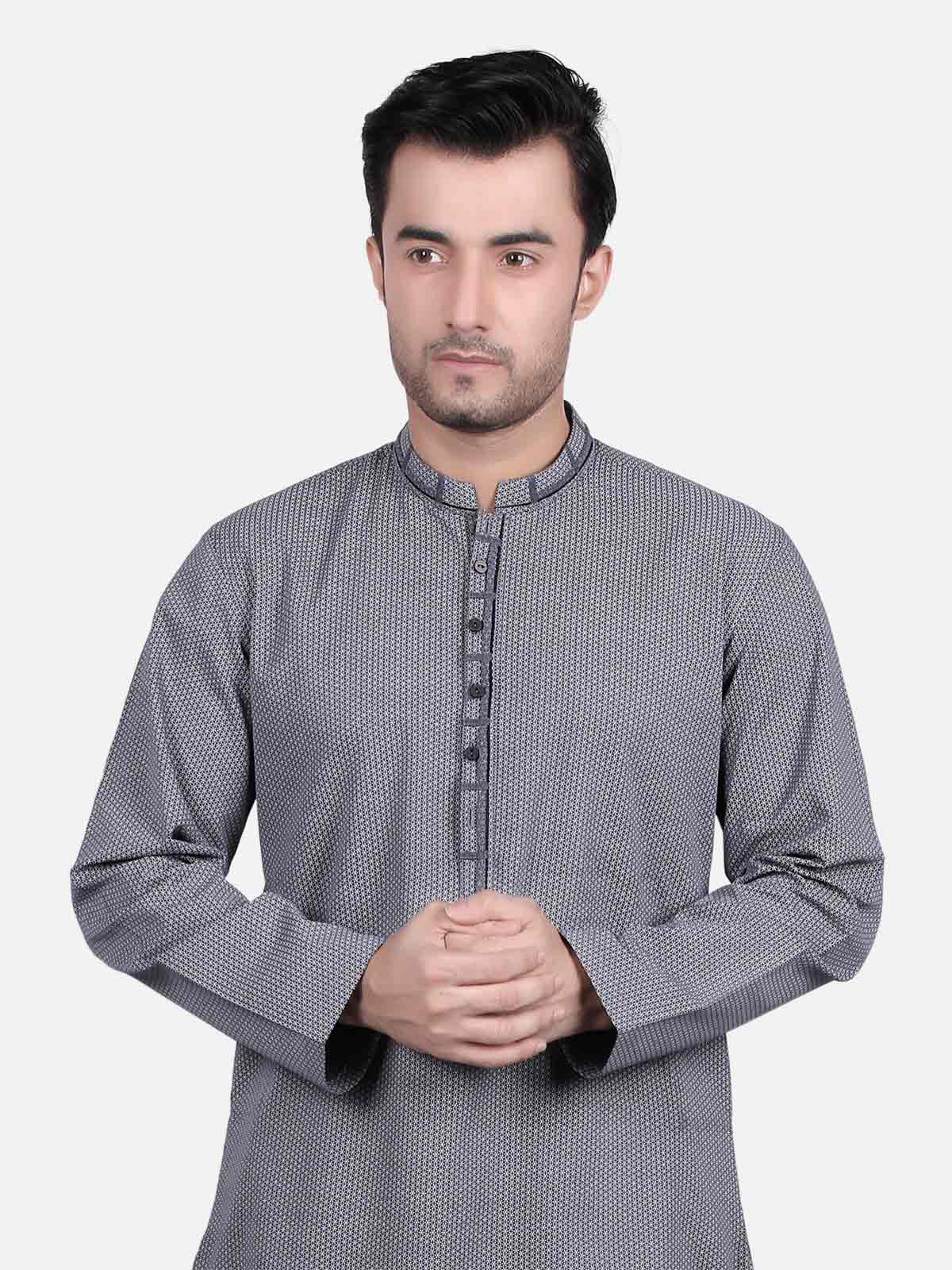 Men's Grey Kurta - EMTK19S-9687 - Image 2