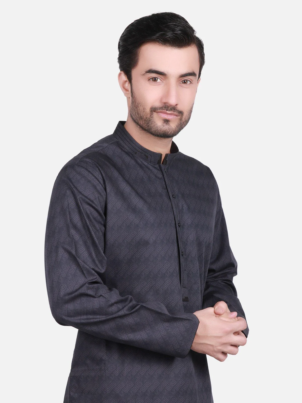Men's Dark Grey Kurta - EMTK19S-9706 - Image 2
