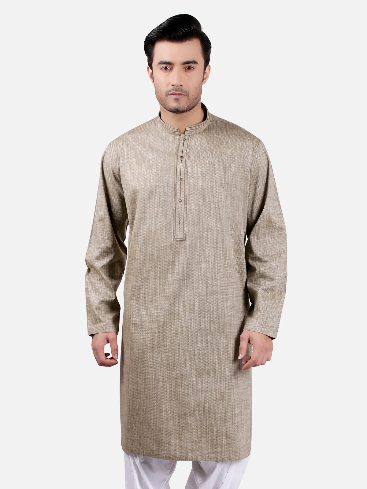 Men's Light Olive Kurta - EMTK19S-9712 - Image 3