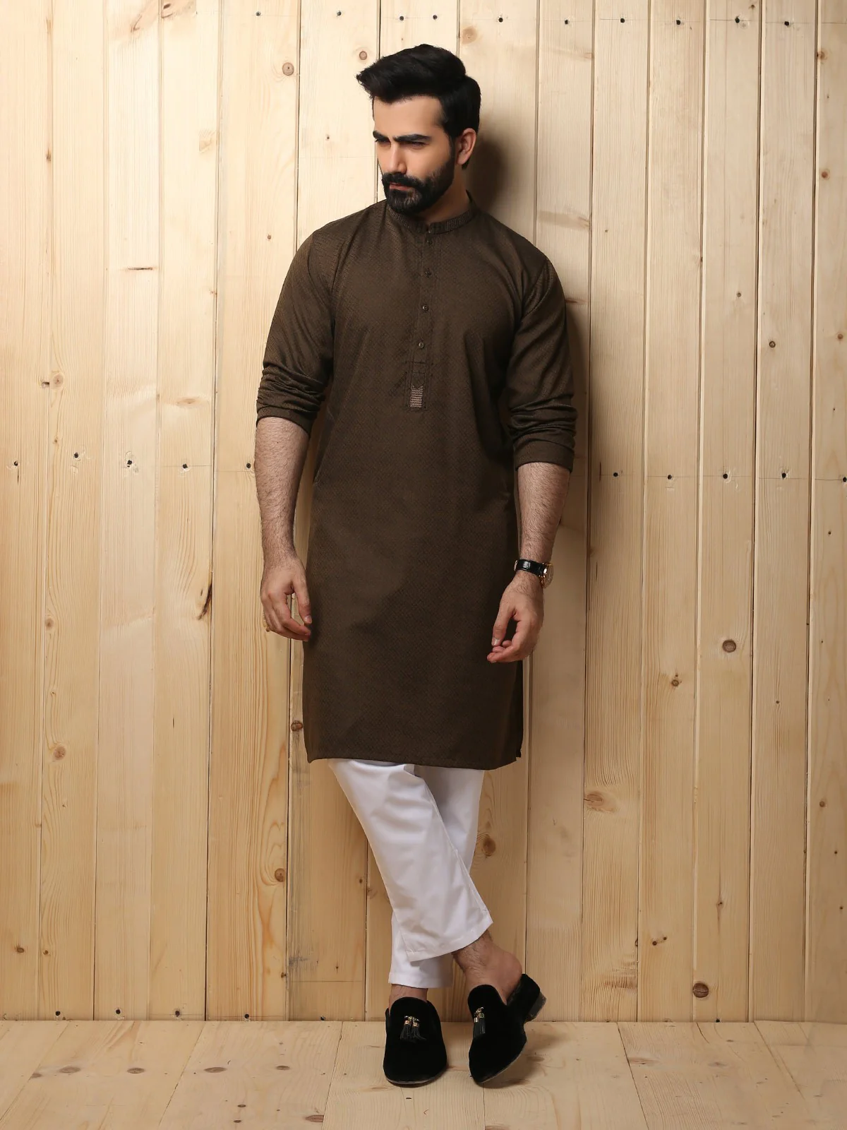 Men's Mehndi Kurta - EMTK19S-9726 - Image 2